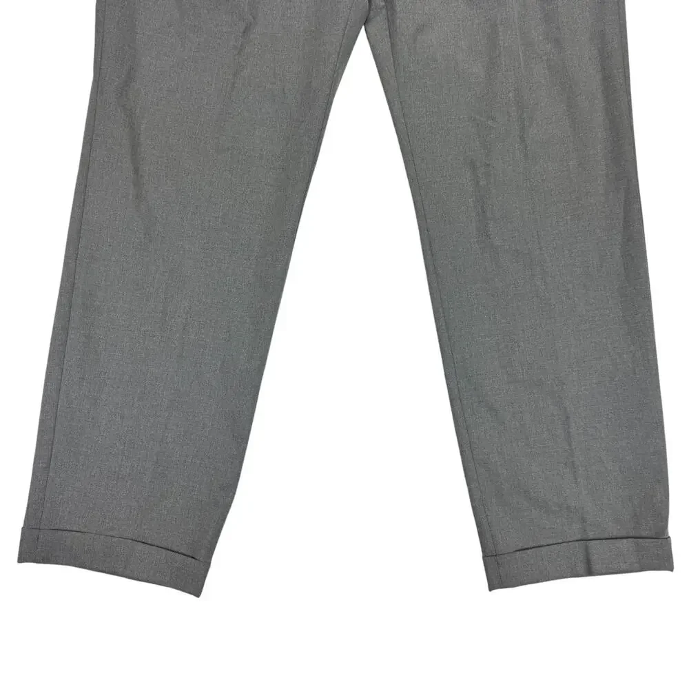 Michael Kors Mens Pleated Cuffed Solid Classic Fit Stretch Pants Gray 40x32